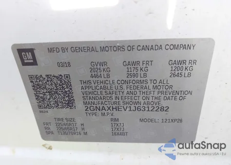 2018 Chevrolet Equinox Ls from USA, damaged, VIN 2GNAXHEV1J6312282
